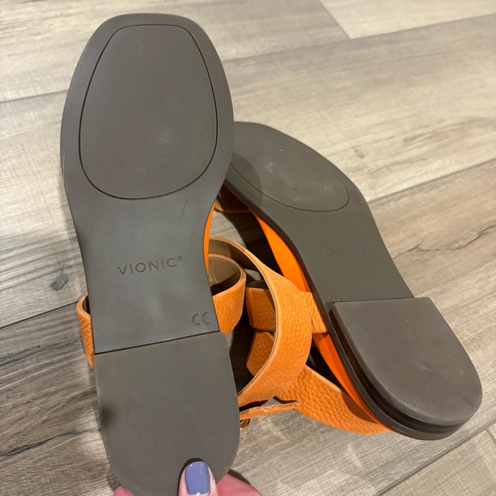 Vionic Anaya Ankle Strap Sandal Marmalade Orange Leather Size 9.5 - Picture 8 of 9